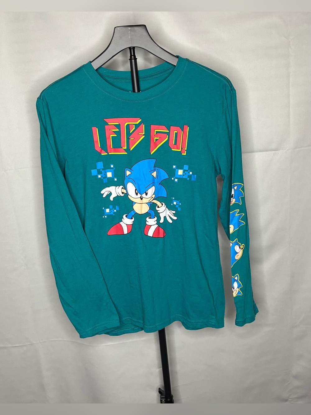 Sonic 'Let's Go!' Teal Long-Sleeve Kids Tee